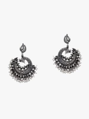 silver metal jhumka earring - 18409425 - Standard Image - 2