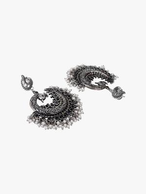 silver metal jhumka earring - 18409425 - Standard Image - 3