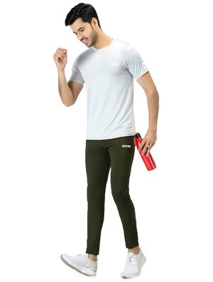 green solid flat front casual trouser - 18409799 - Standard Image - 4