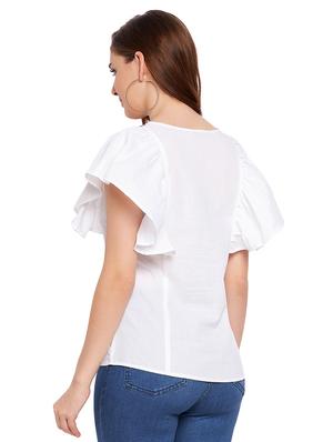 round neck embroidered top - 18411083 - Standard Image - 3