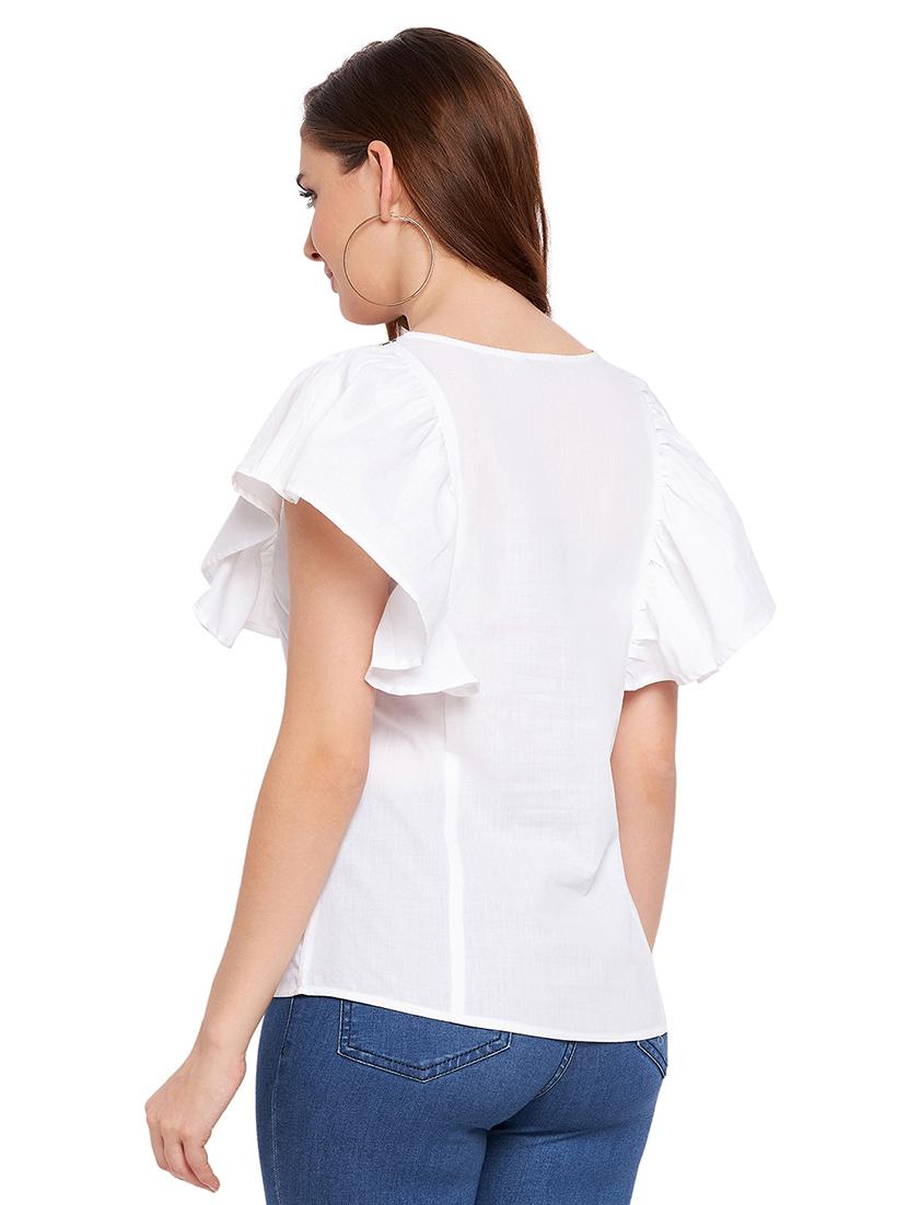 round neck embroidered top - 18411083 - Zoom Image - 3