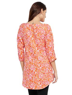 boat neck printed tunic - 18411087 - Standard Image - 3