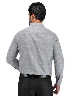 grey solid casual shirt - 18411115 - Standard Image - 3