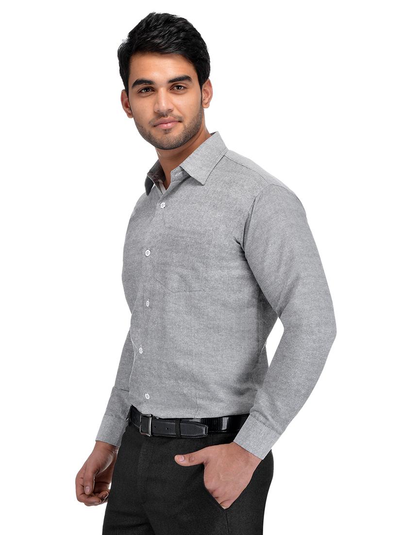 grey solid casual shirt - 18411115 - Zoom Image - 2
