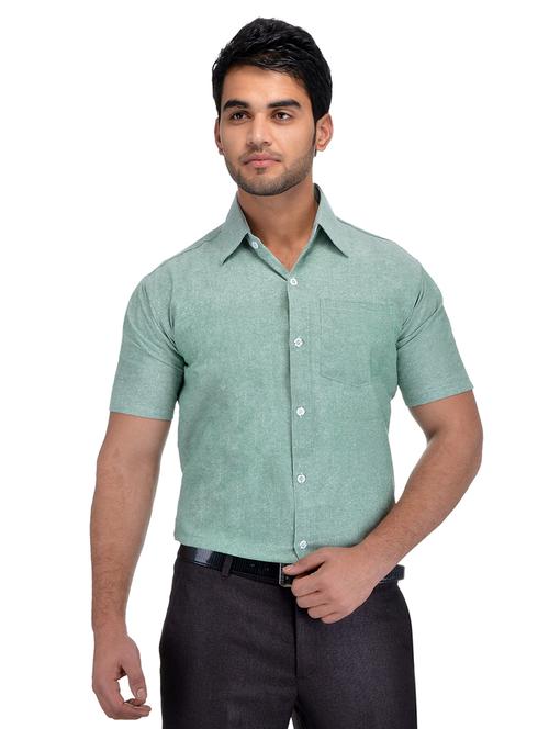 green solid casual shirt - 18411125 - Standard Image - 1