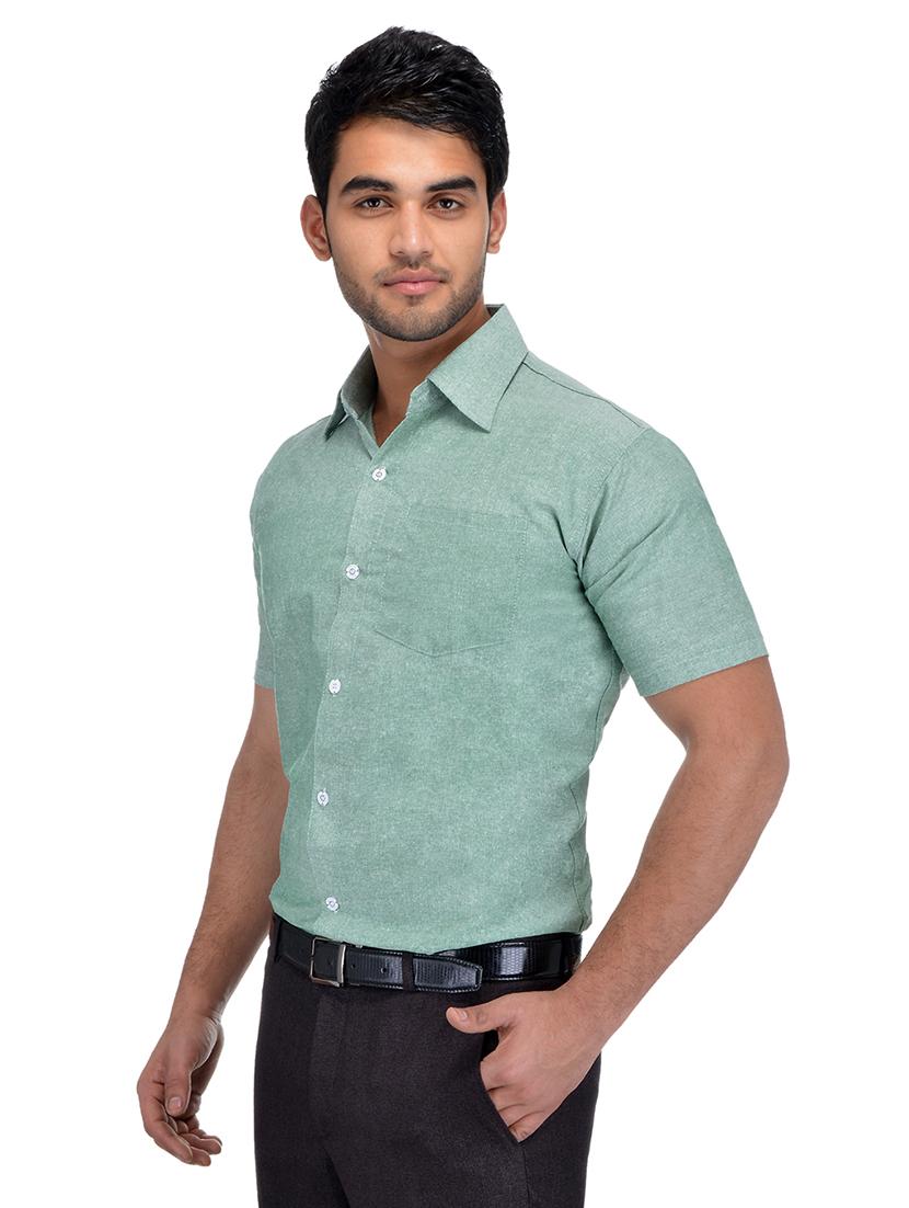 green solid casual shirt - 18411125 - Zoom Image - 2