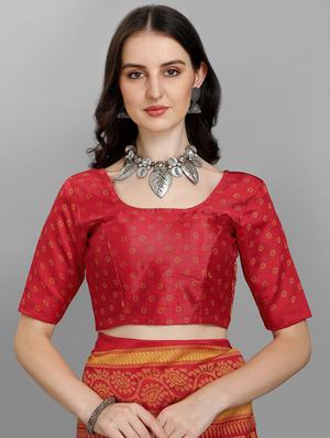 self design woven saree with blouse - 18411240 - Standard Image - 3