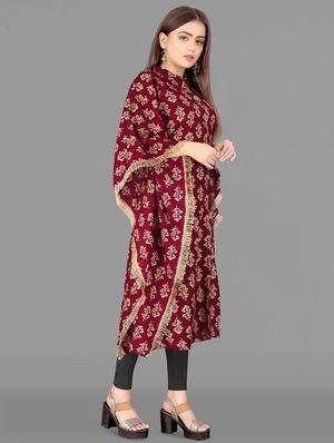 maroon printed kaftan kurta - 18411343 - Standard Image - 2