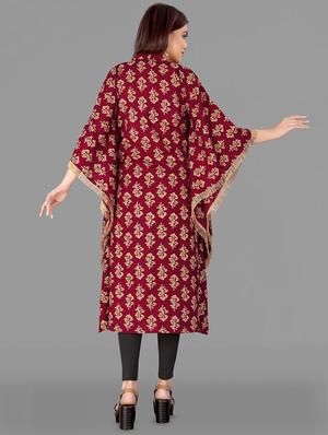 maroon printed kaftan kurta - 18411343 - Standard Image - 3
