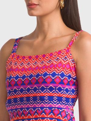 tie back printed fit & flare dress - 18411408 - Standard Image - 6