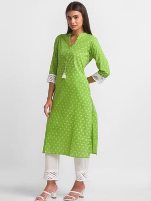 green cotton kurta palazzo set - 18411462 - Standard Image - 3