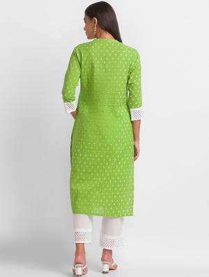 green cotton kurta palazzo set - 18411462 - Standard Image - 4