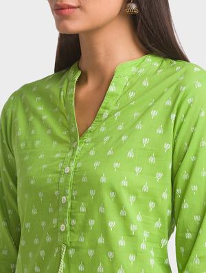green cotton kurta palazzo set - 18411462 - Standard Image - 6