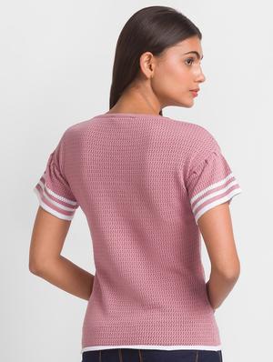 round neck self design tee - 18411463 - Standard Image - 3