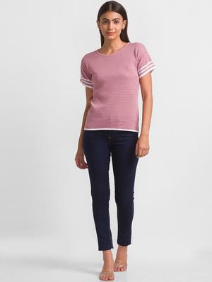 round neck self design tee - 18411463 - Standard Image - 4