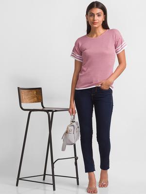 round neck self design tee - 18411463 - Standard Image - 5