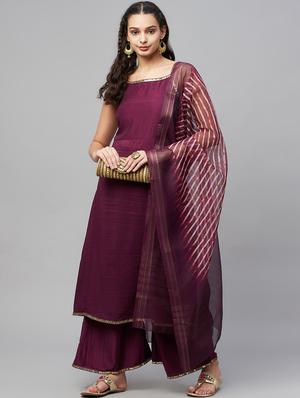 purple kurta palazzo set - 18412276 - Standard Image - 4