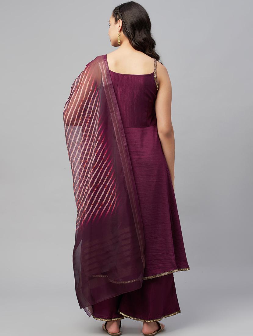 purple kurta palazzo set - 18412276 - Zoom Image - 3