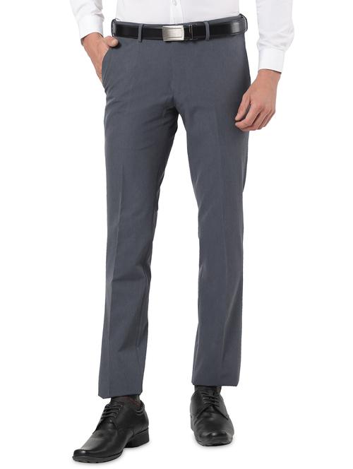 charcoal-grey solid formal trouser - 18412465 - Standard Image - 1