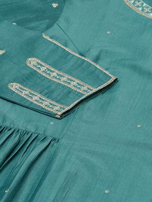 green silk kurta pant set - 18412475 - Standard Image - 5