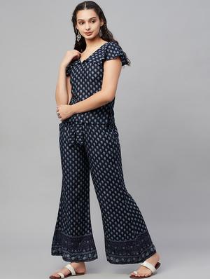 blue cotton top pants set - 18412681 - Standard Image - 2