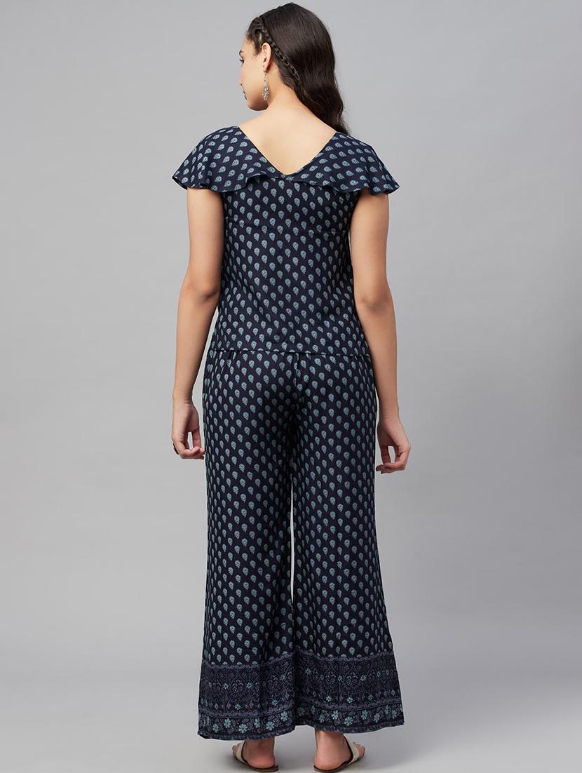 blue cotton top pants set - 18412681 - Zoom Image - 3