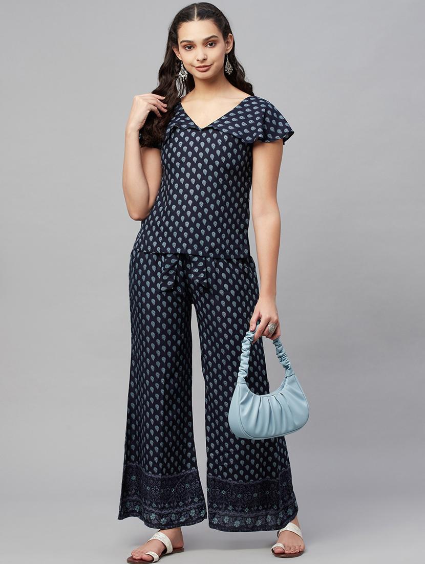 blue cotton top pants set - 18412681 - Zoom Image - 4