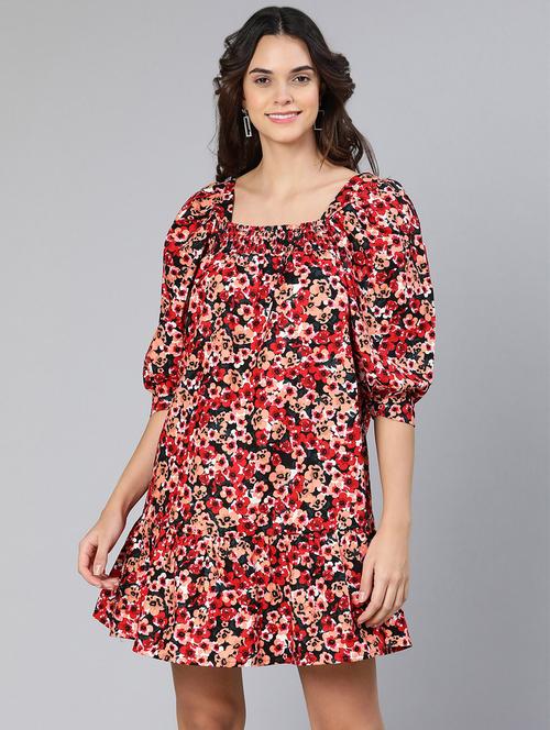 printed fit & flare dress - 18412917 - Standard Image - 1