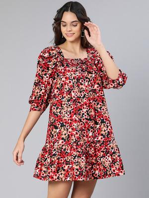 printed fit & flare dress - 18412917 - Standard Image - 3