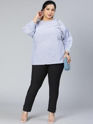 blue striped plus top - 18412945 - Standard Image - 5