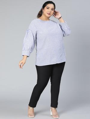 blue striped plus top - 18412945 - Standard Image - 6