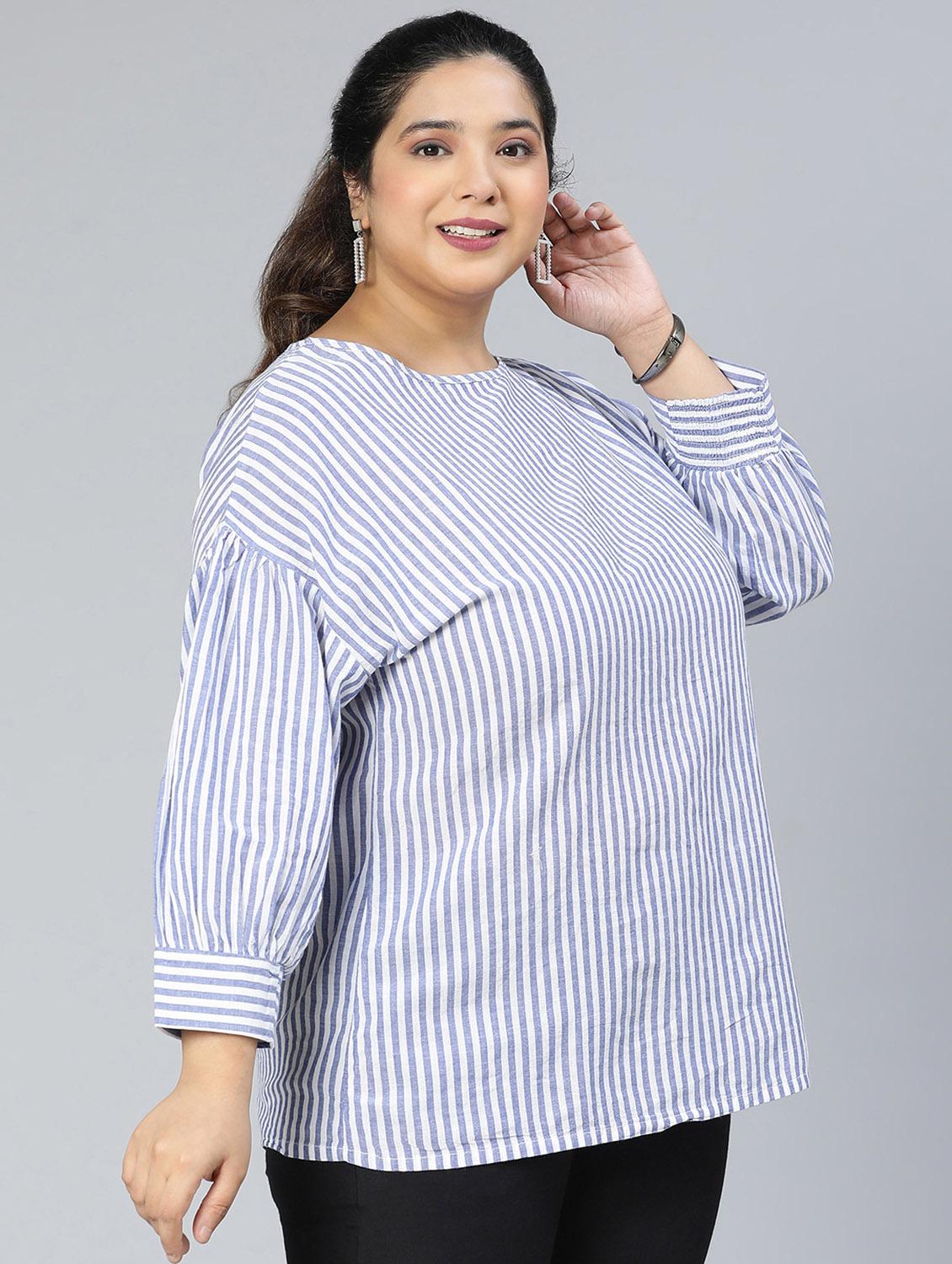 blue striped plus top - 18412945 - Zoom Image - 2
