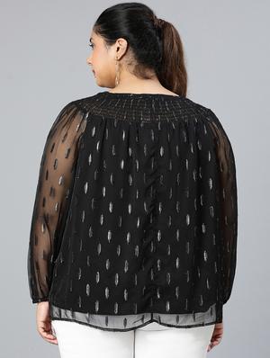 black polyester plus top - 18412959 - Standard Image - 4