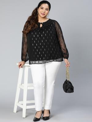 black polyester plus top - 18412959 - Standard Image - 5