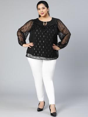black polyester plus top - 18412959 - Standard Image - 6