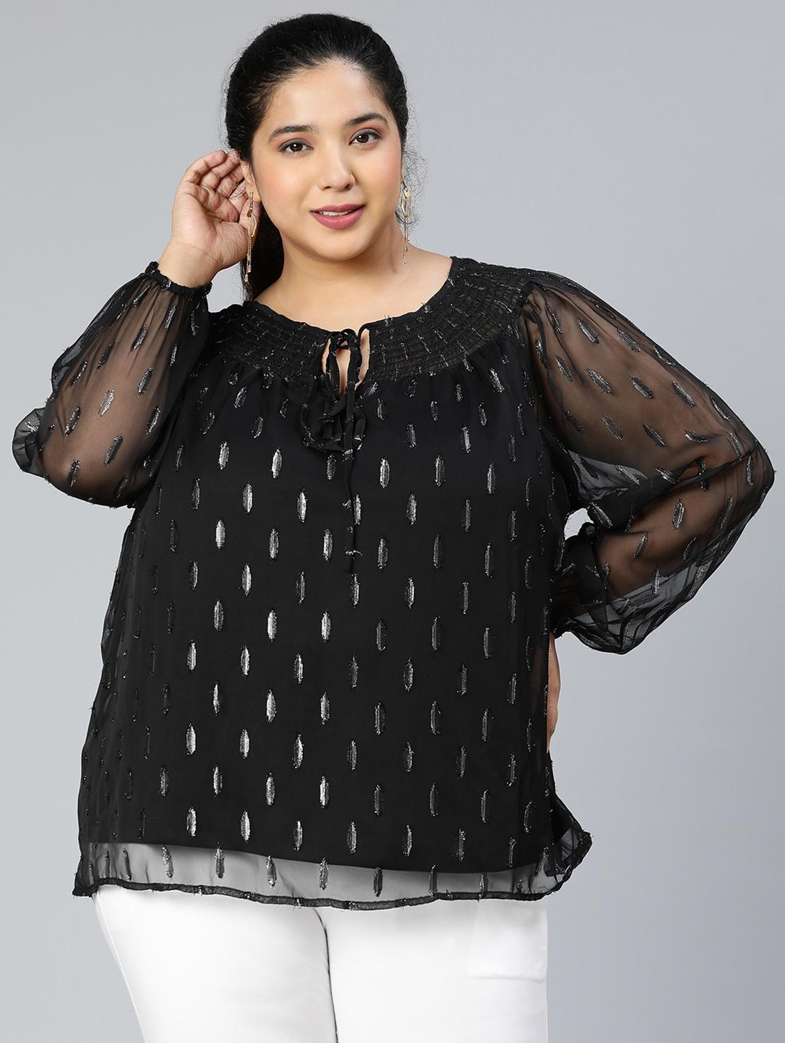 black polyester plus top - 18412959 - Zoom Image - 1