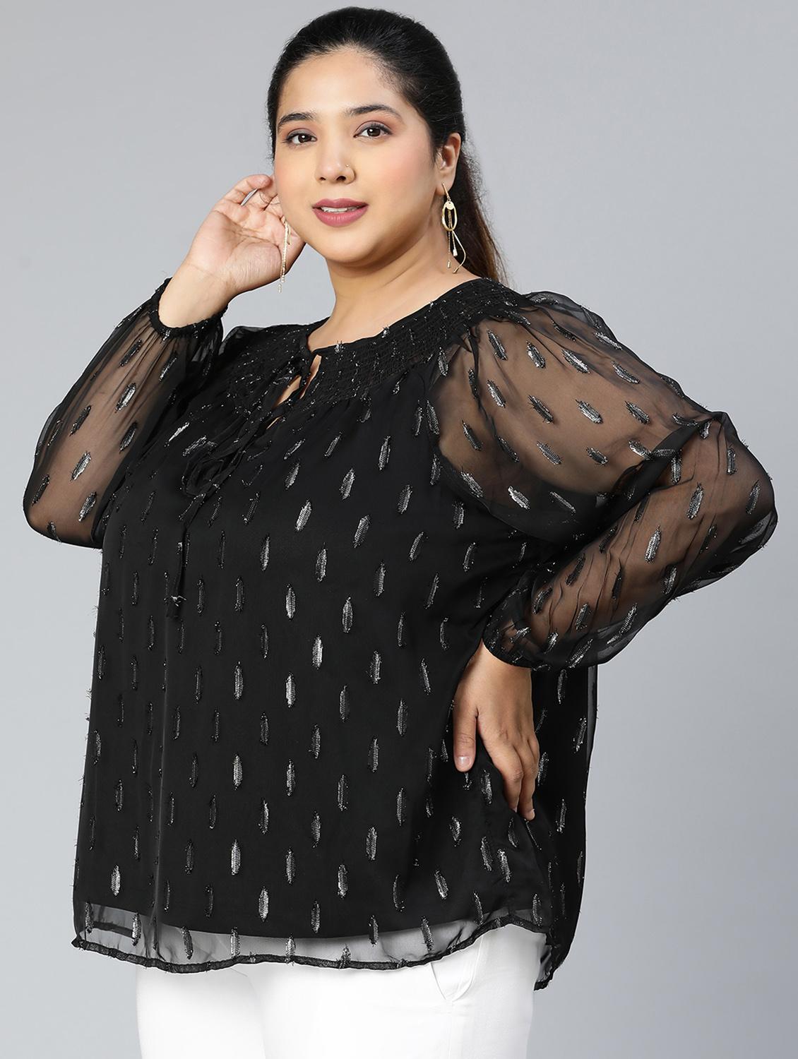 black polyester plus top - 18412959 - Zoom Image - 2