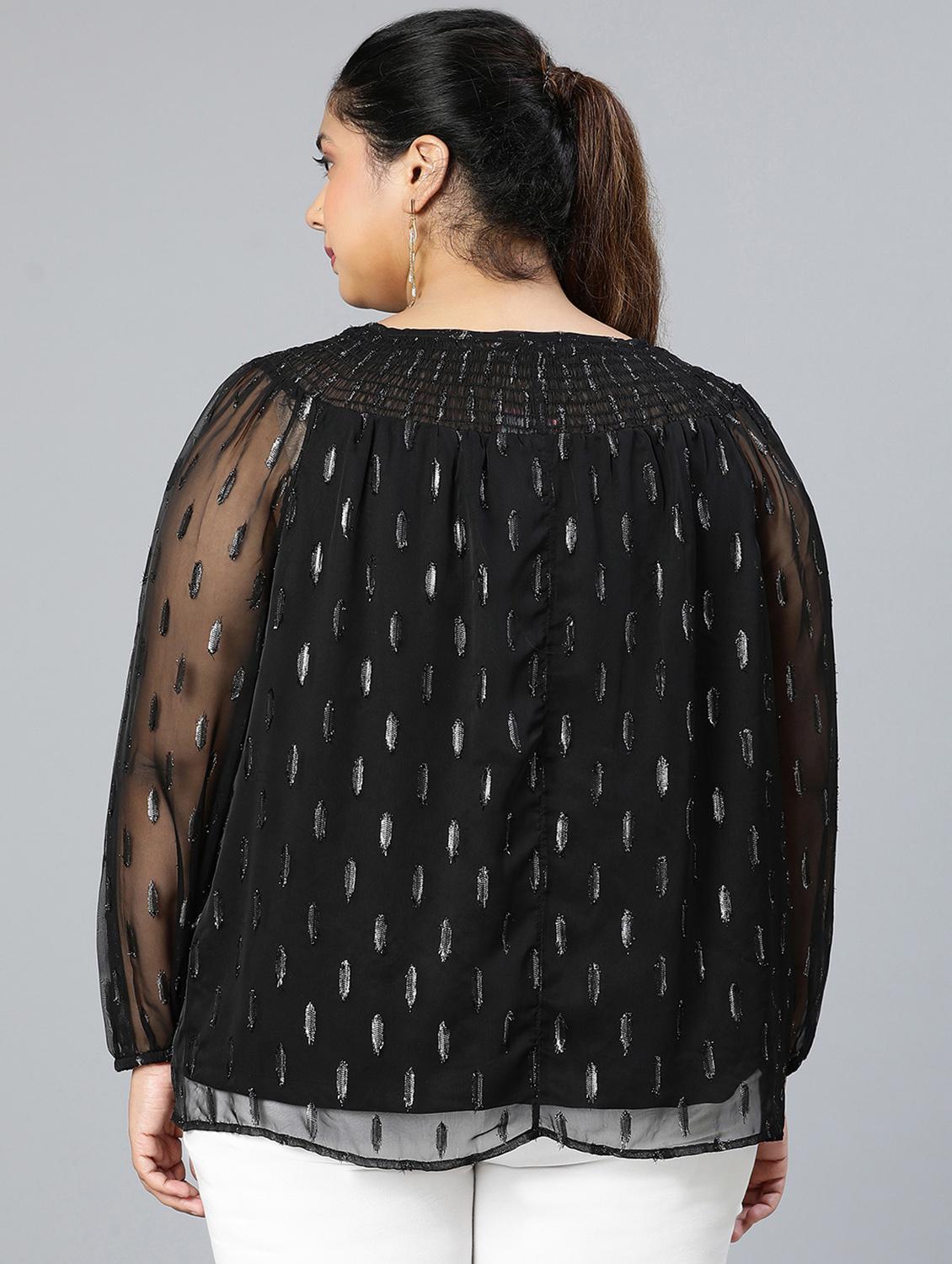 black polyester plus top - 18412959 - Zoom Image - 4