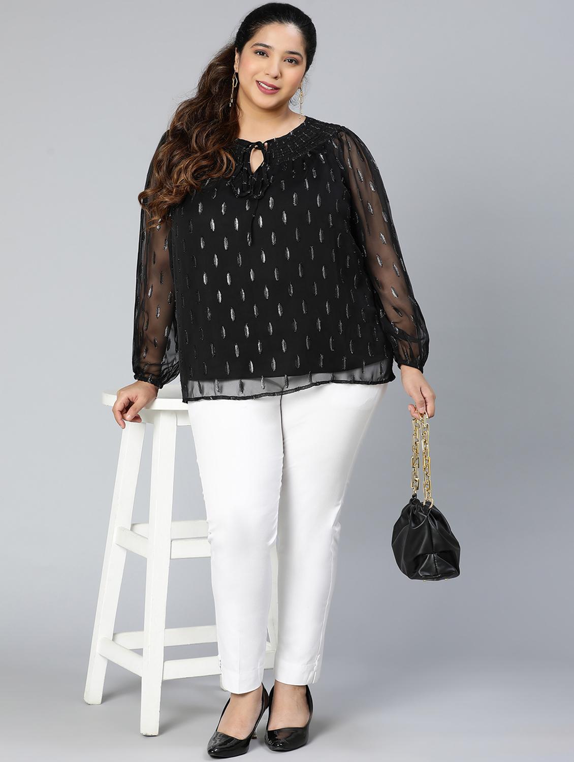 black polyester plus top - 18412959 - Zoom Image - 5
