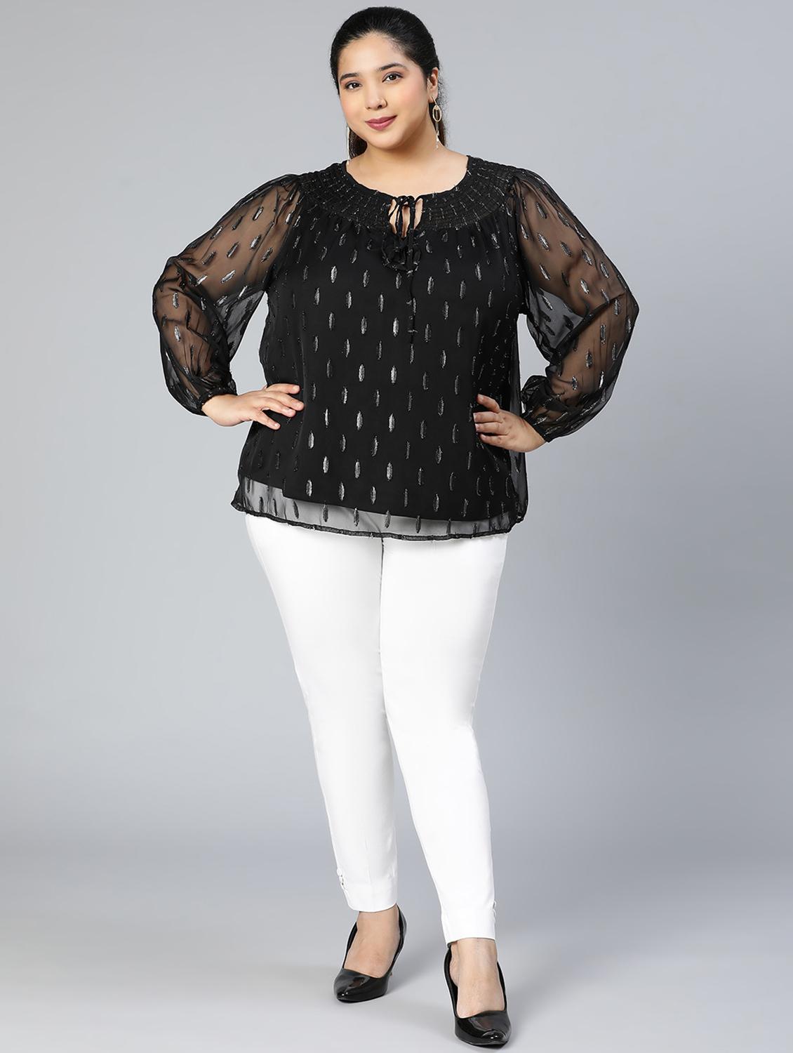 black polyester plus top - 18412959 - Zoom Image - 6
