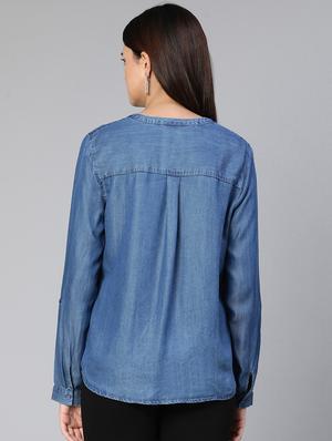 blue denim a line top - 18412962 - Standard Image - 4