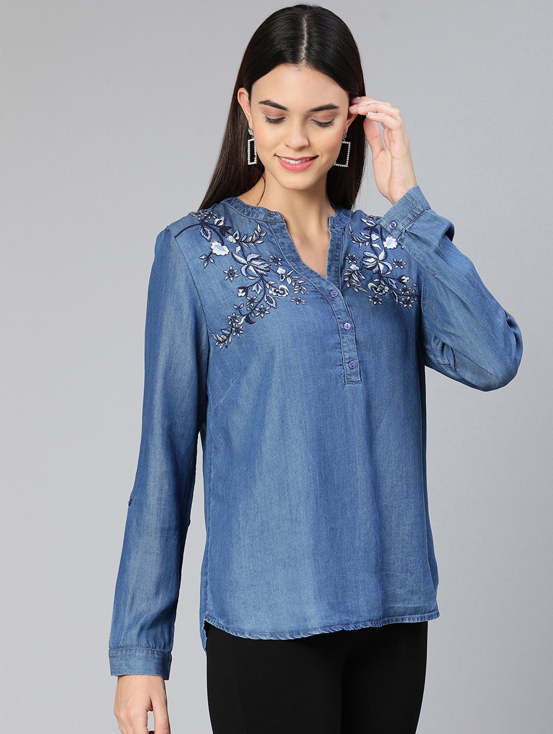 blue denim a line top - 18412962 - Zoom Image - 3