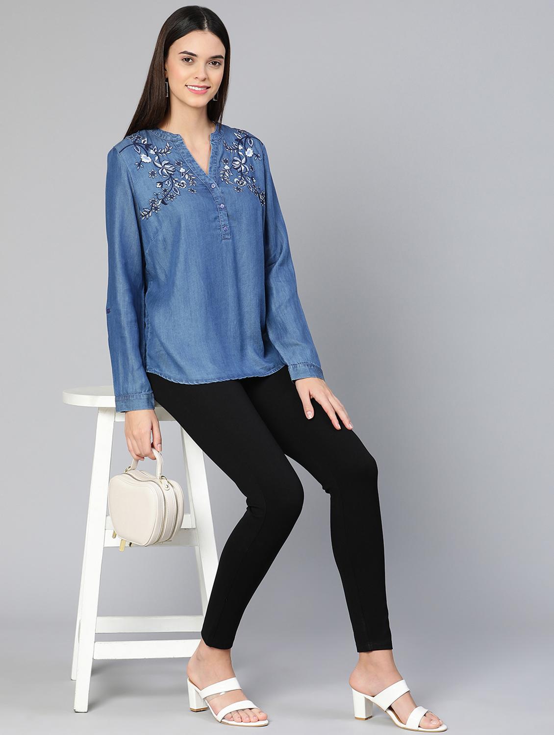 blue denim a line top - 18412962 - Zoom Image - 6