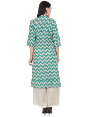 sky blue printed straight kurta - 18413019 - Standard Image - 3