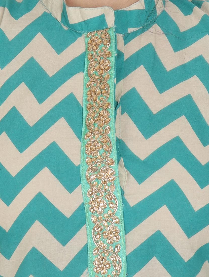 sky blue printed straight kurta - 18413019 - Zoom Image - 4