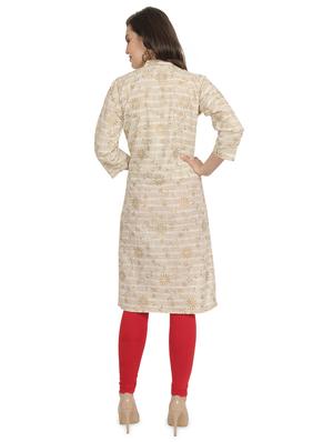 gold print straight kurta - 18413020 - Standard Image - 3