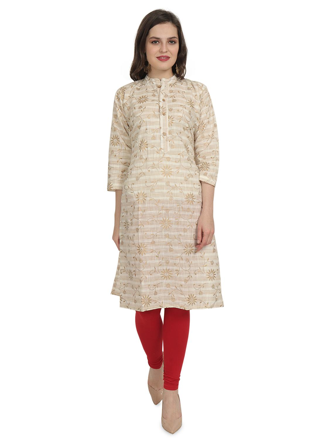gold print straight kurta - 18413020 - Zoom Image - 1