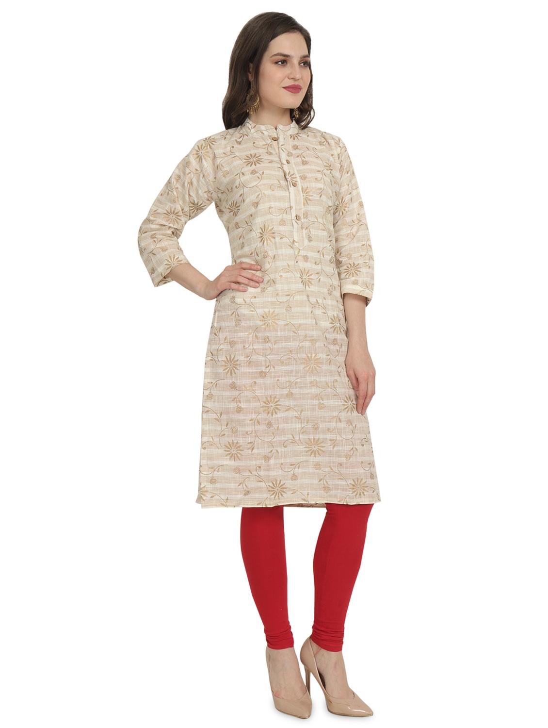 gold print straight kurta - 18413020 - Zoom Image - 2