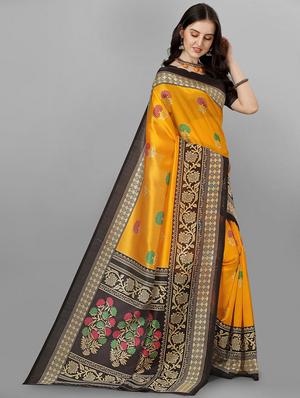 black silk printed saree with blouse - 18413036 - Standard Image - 3