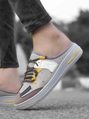 grey pu lace up sneakers - 18413075 - Standard Image - 3